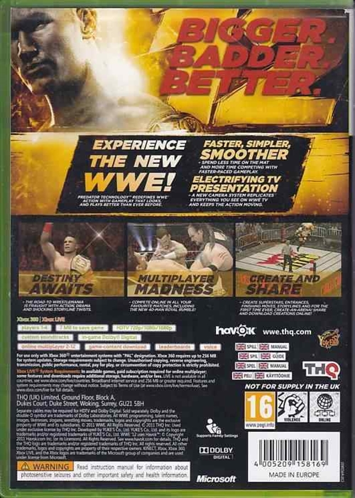 WWE 12 - XBOX 360 (B Grade) (Genbrug)